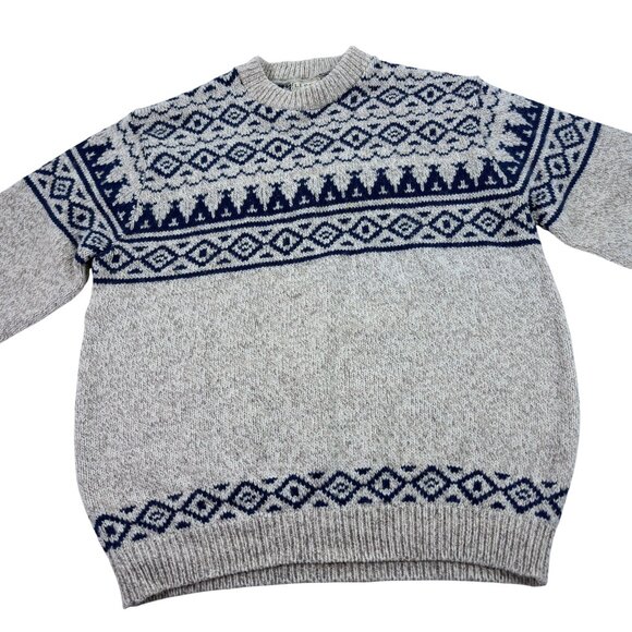 Vintage LL Bean Crewneck Fair Isle Sweater Mens Size XL Wool Blend Made In USA - Picture 1 of 8